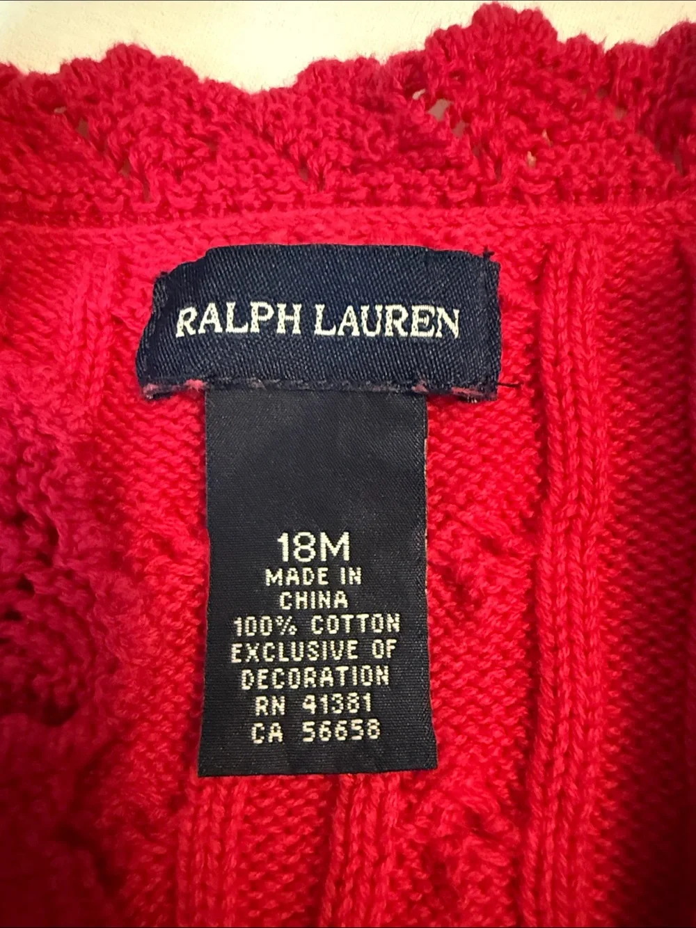 Ralph Lauren Girls Cable Knit Cardigan - Bright Red